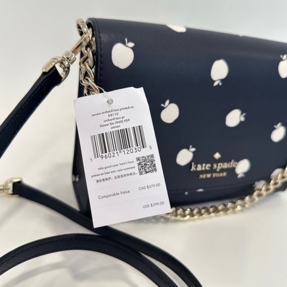 Kate Spade Carson Orchard Toss Blue Apple Print Convertible Crossbody Handbag 🍎 - Picture 9 of 15